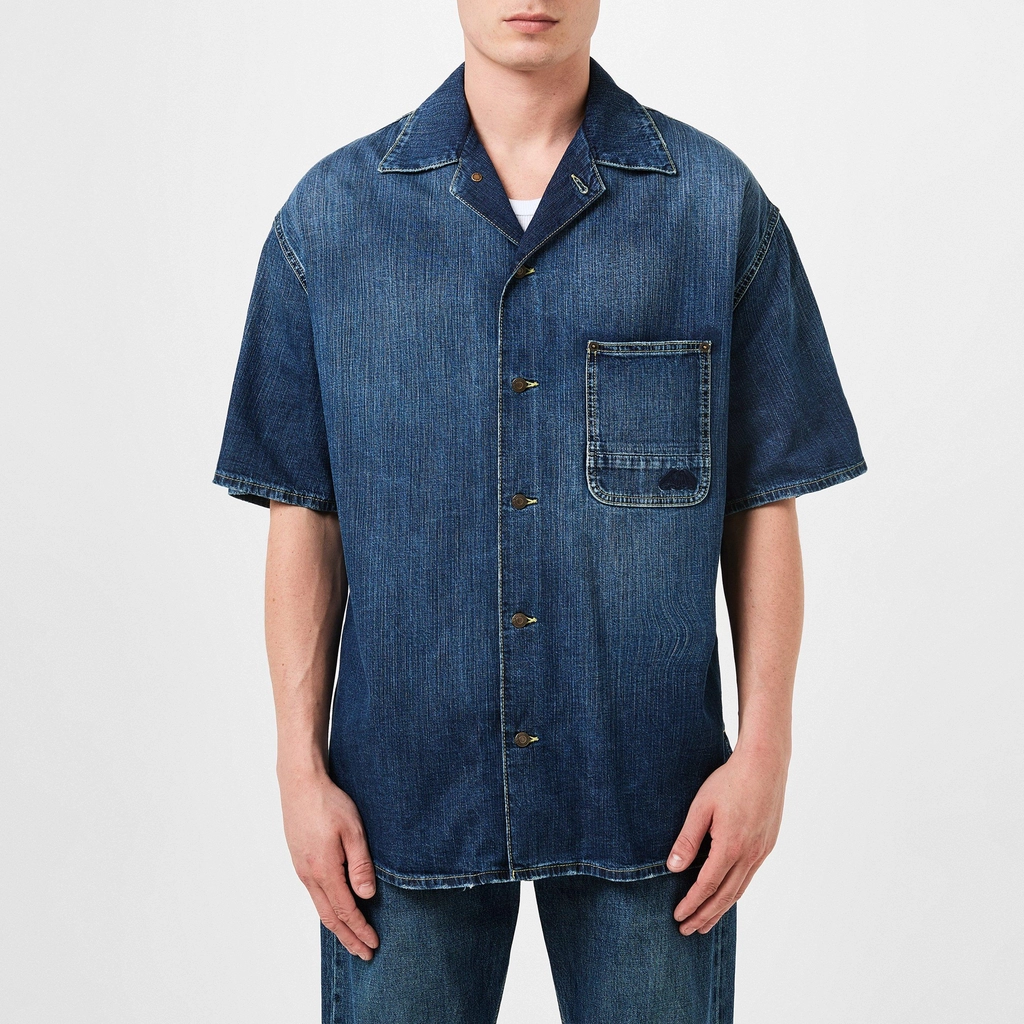 Alexander McQueen Denim Bowling Shirt - Blue Wash